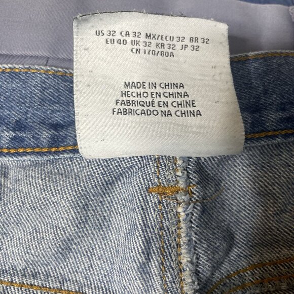 FUBU 05 Forever 21 Patch Jeans Men’s 32 Blue Denim Distressed Logo Y2K Retro - Picture 10 of 10